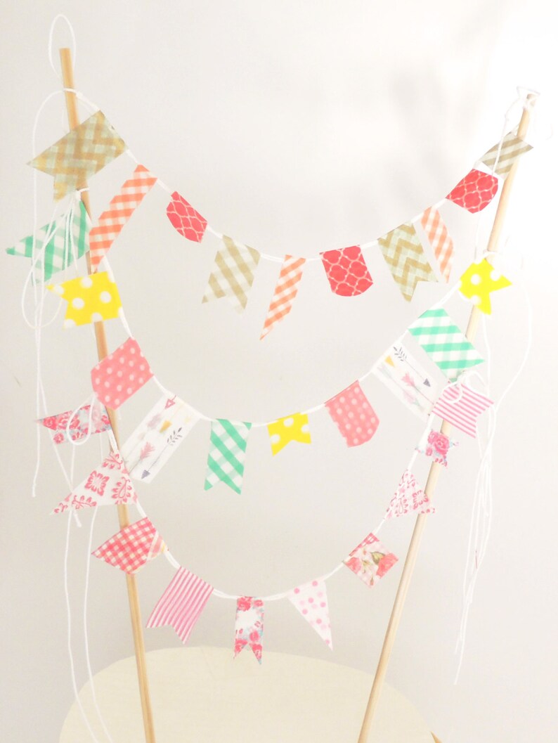 Washi Tape Cake Topper Banner Party Mini Cake Bunting Choose Etsy