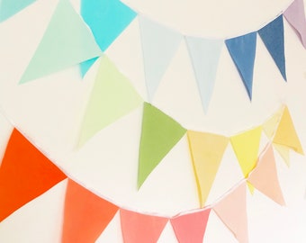 Garland Flag Bunting Ombre Rainbow Color Fabric Banner, Solid Cloth Pennants, Wedding Photo Prop, Baby Nursery Decor, Birthday Party, Bridal