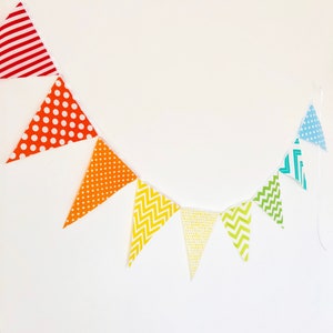 Rainbow Colored Bunting, Rainbow Banner, Fabric Pennant Flag Garland ...