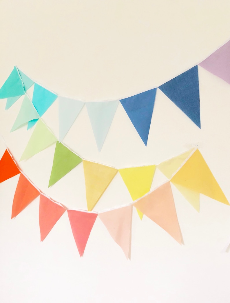 Garland Flag Bunting Ombre Rainbow Color Fabric Banner, Solid Cloth Pennants, Wedding Photo Prop, Baby Nursery Decor, Birthday Party, Bridal image 3