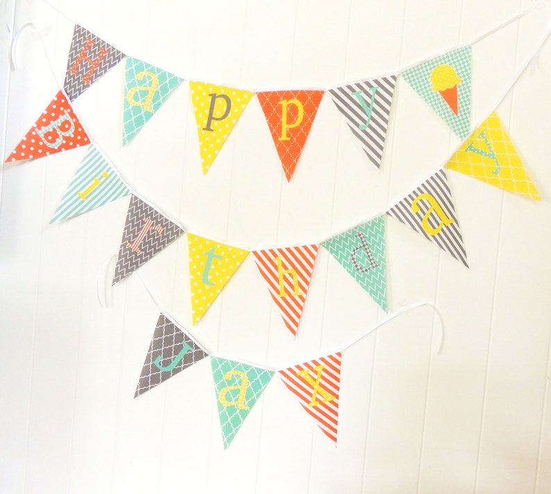 Personalized Fabric Pennant Flags Baby Name Banner Nursery Etsy