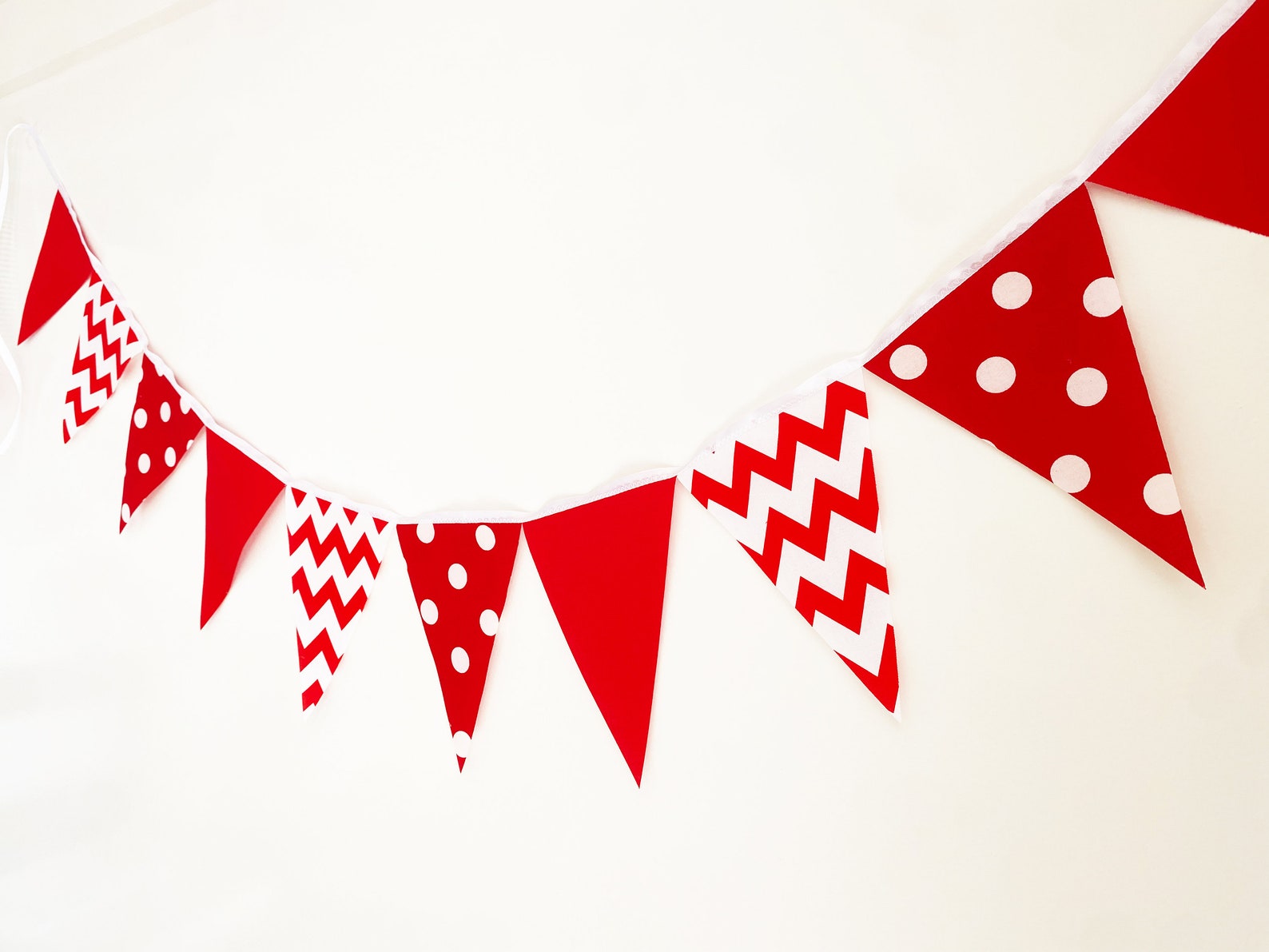 Bunting Banner Fabric Pennant Garland Flags Red Polka Dot Etsy