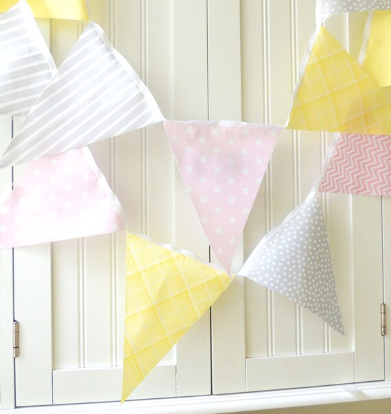 Items similar to Banner, Bunting, Fabric Pennant Flags, Baby Nursery Decor, Wedding Garland