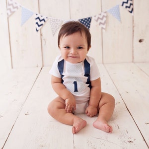 Bunting, Garland banner, Fabric Party Flags, Light Blue, Navy Blue, Grey, Polka Dot, Chevron, Boy Baby Shower, Birthday Garland, Photo Prop, image 2