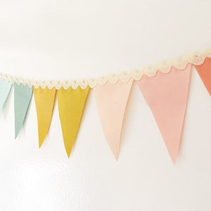 Neutral Rainbow Garland Flag Bunting Ombre Rainbow Color Fabric Banner, Small Solid Cloth Pennants, Wedding, Baby Nursery Decor, Boho Party image 2