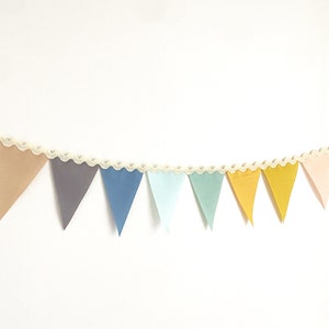 Neutral Rainbow Garland Flag Bunting Ombre Rainbow Color Fabric Banner, Small Solid Cloth Pennants, Wedding, Baby Nursery Decor, Boho Party image 6