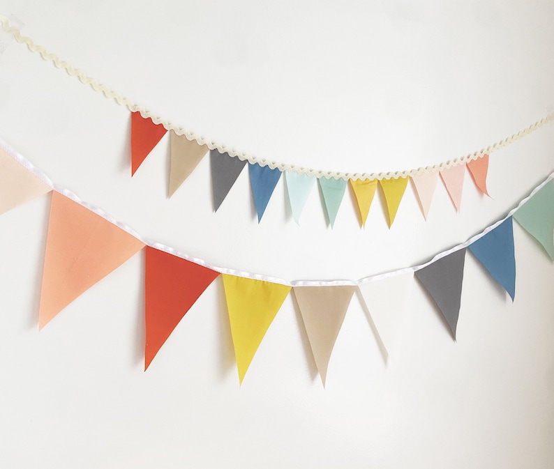 Neutral Rainbow Garland Flag Bunting Ombre Rainbow Color Fabric Banner, Small Solid Cloth Pennants, Wedding, Baby Nursery Decor, Boho Party image 7