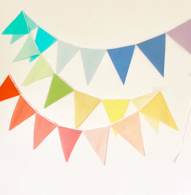 Garland Flag Bunting Ombre Rainbow Color Fabric Banner, Solid Cloth Pennants, Wedding Photo Prop, Baby Nursery Decor, Birthday Party, Bridal image 5