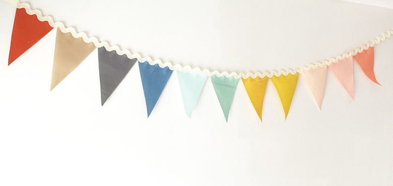 Neutral Rainbow Garland Flag Bunting Ombre Rainbow Color Fabric Banner, Small Solid Cloth Pennants, Wedding, Baby Nursery Decor, Boho Party image 8