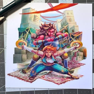 Ruby e Zera: lotta al mercato - Stampa artistica fantasy 6x6