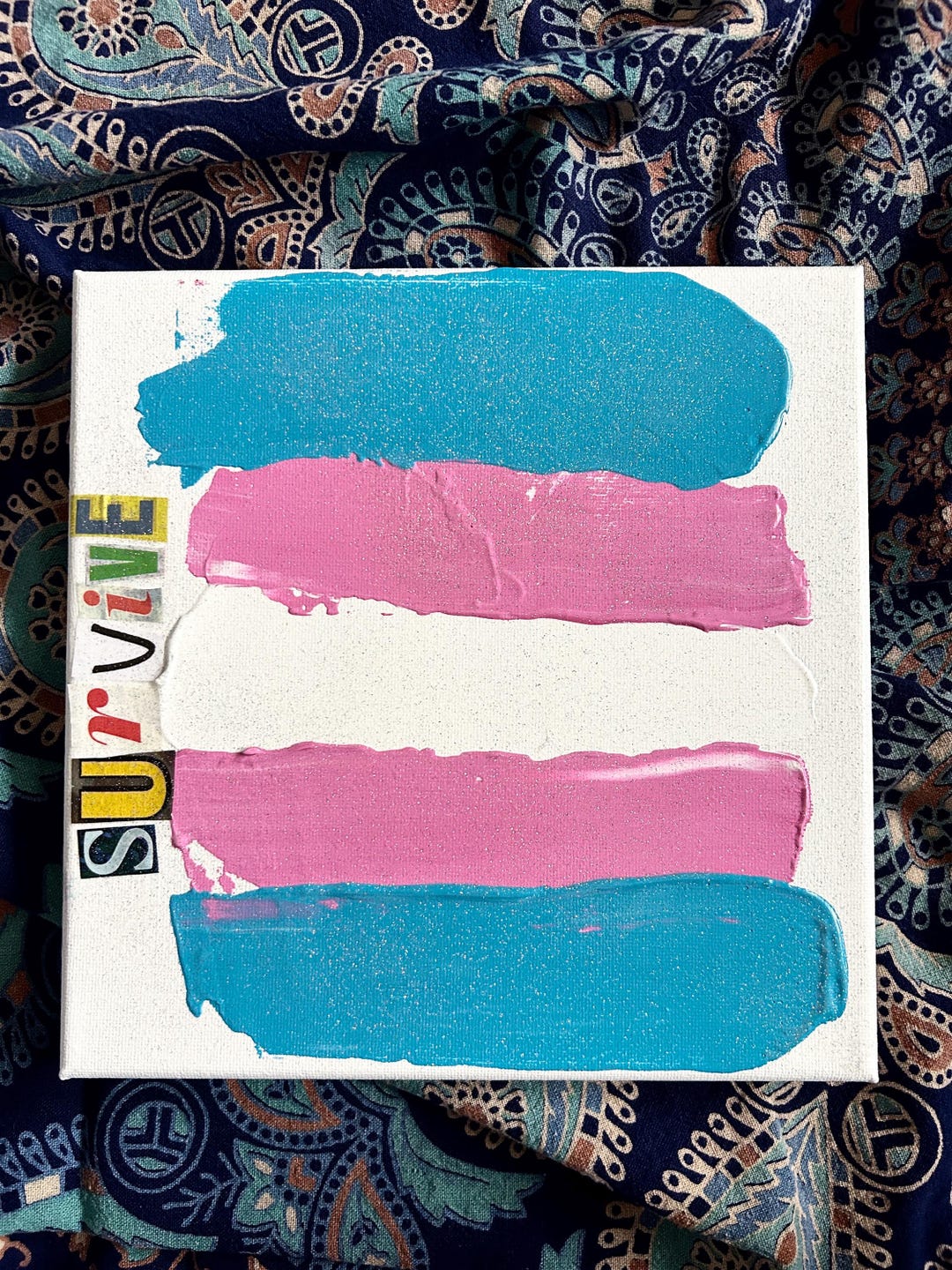 Trans Colored Lettering Trans Pride Survive Art: Iridescent Flag Smears With Hand-cut Letters ...