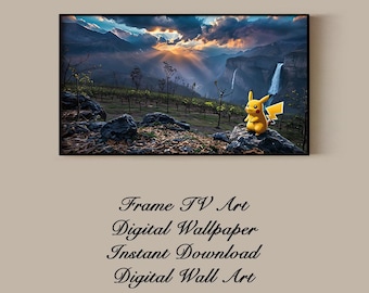 Arte de paisaje de Pikachu para Samsung Frame TV – Descarga digital de Pokémon vibrante
