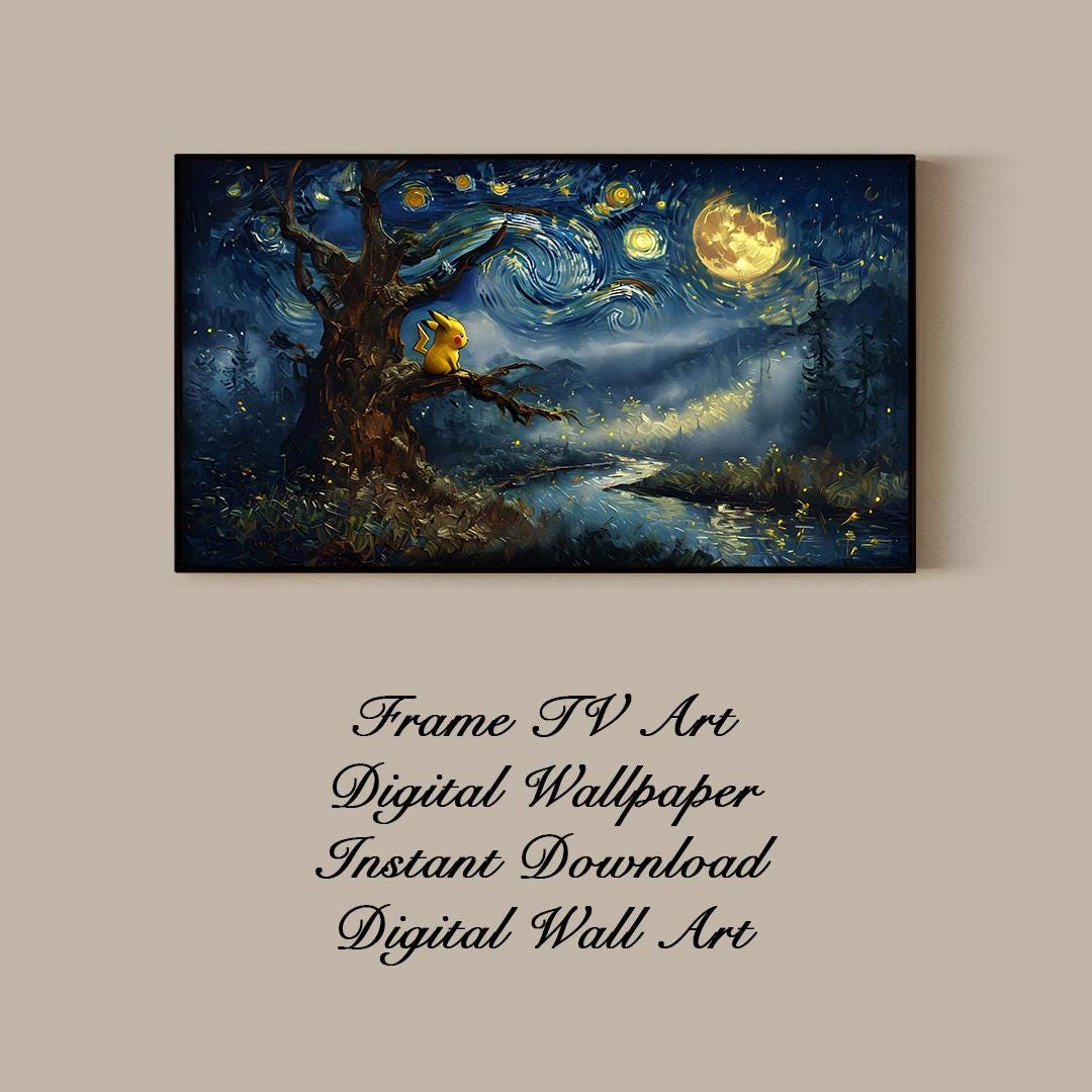 Samsung Frame TV Starry Night Pikachu Art | Whimsical