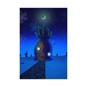 Spongebob's House - Starry Night Aesthetic Poster