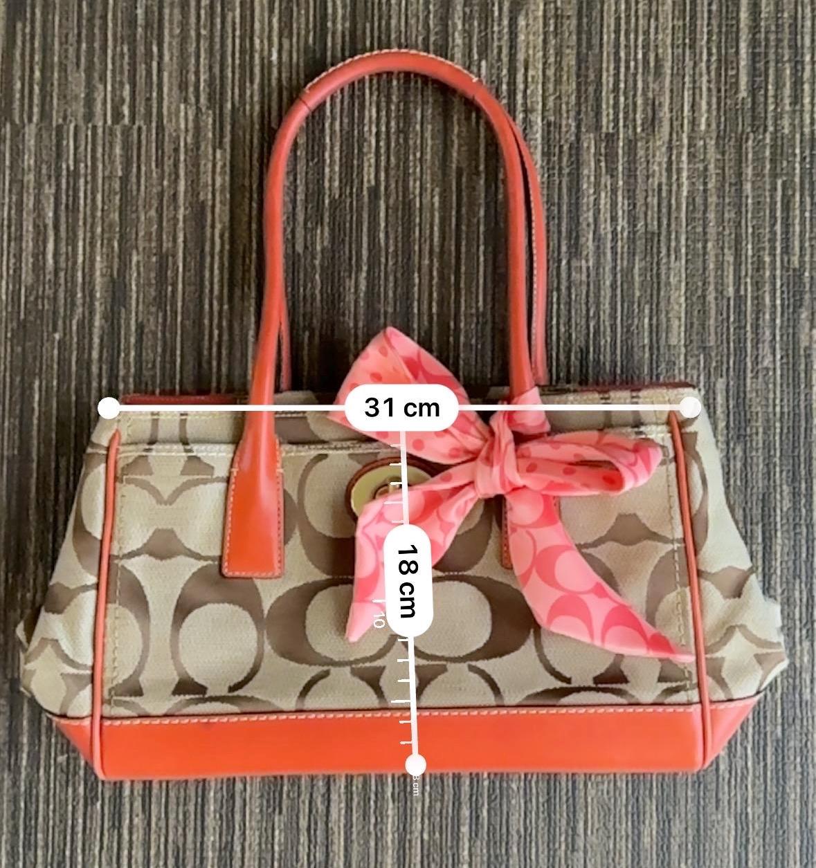 Vintage Coach Signature Tote Bag | Pink Red Canvas Leather