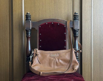 バッグ vintage coach signature shoulder bag Vintage Coach Signature Canvas Shoulder Bag - Y2K Brown Leather