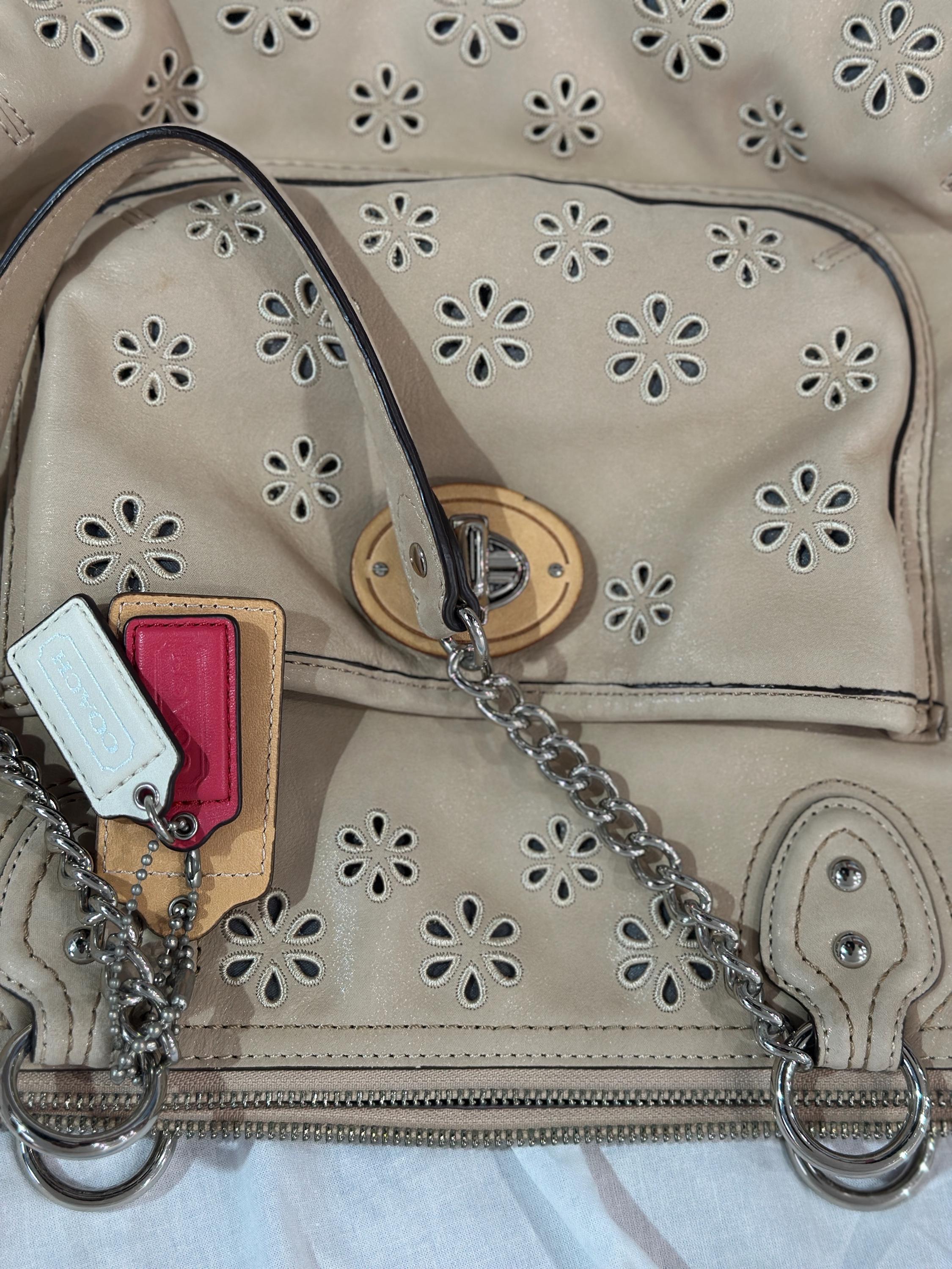 Vintage Coach Poppy Leather Tote | Y2K Eyelet Chain Bag - Etsy