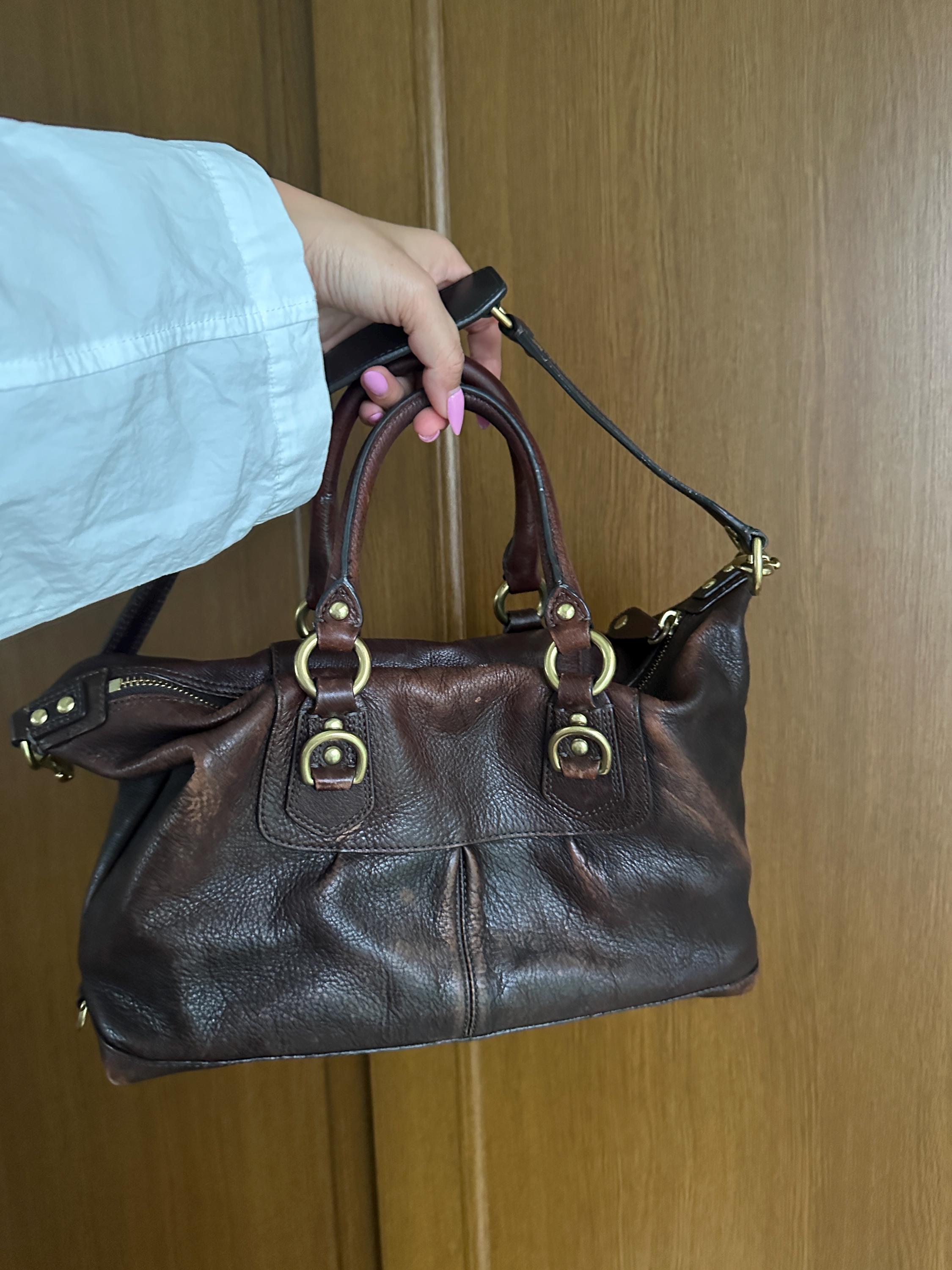 Vintage Coach Madison Leather Satchel | Chocolate Brown, Brass
