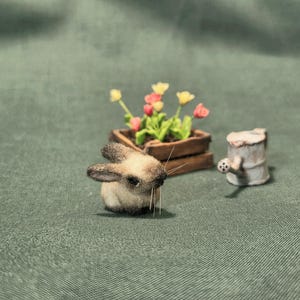 OOAK 1:12 Scale Realistic Miniature Rabbit "Caspar" image 3
