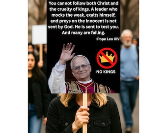 No Kings In America Poster, Pope Leo XIV, 24" x 18" Poster, Anti-Trump, Anti Fascist, Anti King, Anti Dictator, Protest Poster, Anti Maga