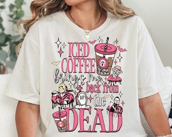 Halloween Horror Shirt, Halloween Ice Coffee Shirt, Halloween Crewneck, Spooky Season, Horror Night Shirt, Halloween Gift