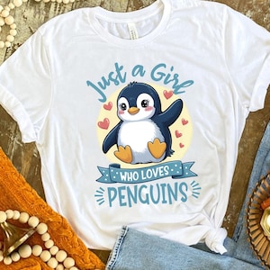 Shirt Just a Girl Who Loves Penguins - schattig grafisch T-shirt pinguïn - leuk dierenvriendshirt - beste leuke cadeau voor pinguïnliefhebbers