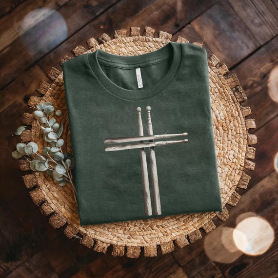 Drumstick Cross T-Shirt: Rock Drummer Music Lover Gift