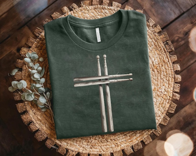 Drumstick Cross T-Shirt: Rock Drummer Music Lover Gift