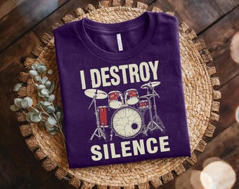 T-Shirt Uomo Gildan Vitruvian Drummer &ndash; Cotone Pesante, Manica Corta, Girocollo, Stampa Batteria