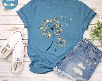 Funny Pug Dandelion Shirt - Cute Dog Lover Tee - Pug Flower Design T-Shirt - Whimsical Pet Gift for Women
