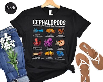 頭足動物シャツ - 海洋生物学タコイカTシャツ - 科学愛好家への面白いギフト - 分類学グラフィックトップ - 海洋生物オーシャンシャツ