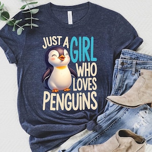 Shirt Just a Girl Who Loves Penguins - schattige pinguïn graphic T-shirt - leuk shirt pinguïnliefhebber - pinguïn humor cadeau voor meisje