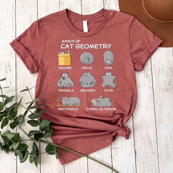 Basics Of Cat Geometry Shirt - Funny Cat Math Shirt - Cat Lover Tee - Geometry Cat Shirt - Math Teacher Gift