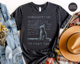 シュレーディンガーの猫：脱出計画シャツ | おもしろ物理学オタクTシャツ | 量子力学猫ギフト | 科学数学ユーモアシャツ