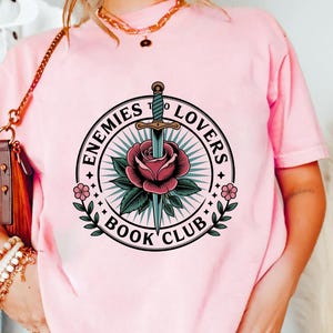 Enemies To Lovers Book Club Shirt - Romance Reader Tee - Bookish Club T-Shirt - Spicy Book Lover Tee - Cute Book Nerd Gift