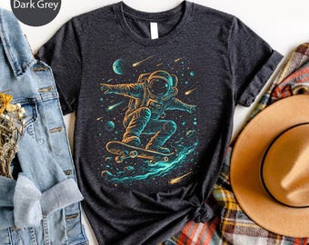 Astronaut Skateboard Shirt, Space Skater Tee, Galaxy Skateboarding Shirt, Cosmic Skateboard Graphic, Space Lover Gift