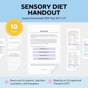 Sensory Diet Handout | Occupational Therapy, Kids, Teens, Teacher, School, Parenting, Resources | Self-Regulation Neurodiversity