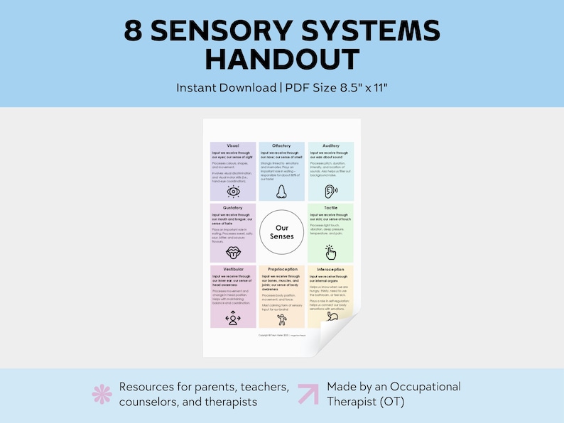 Sensory Systems Handout: Sensory Regulation, Occupational Therapy (PDF Download) image 1