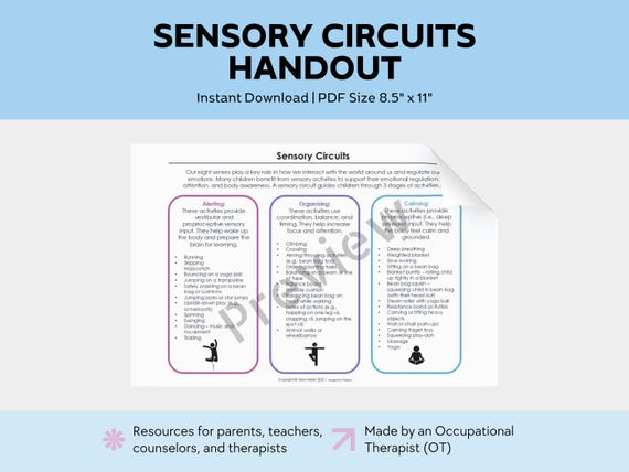 Sensory Circuits Handout: Sensory Regulation, Occupational Therapy (PDF Download)