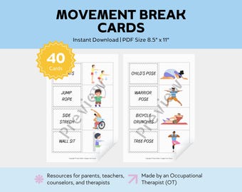 Movement Break Cards: Exercises for Self-Regulation & Focus (PDF Download)