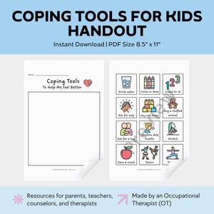 Coping Tools for Kids Handout | Occupational Therapy, Family, Teens, Teacher, School, Parenting, Resources | Self-Regulation Neurodiversity