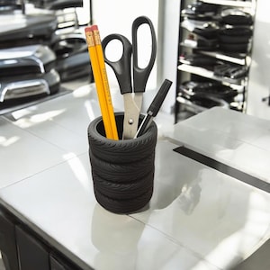 Pencil Holder Desk Organizer Car Themed Gift Tire Stack Pen Holder Auto Decor