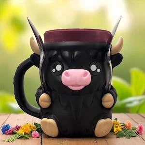 Highland Cow Pint Holder Bruno Ice Cream Pint Holder Cozy Animal Design Novelty Gift For Cow Lovers