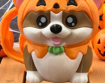 Corgi Pumpkin Ice Cream Pint Holder, Dog Lover Gift, Halloween Decor
