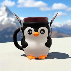 Penguin Pint Holder Ice Cream Fun Gift Pebbles Ice Cream Holder Penguin Lovers Gift Creative Decor