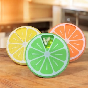 Citrus Pill Organizer, Vitamin Supplement Box, 7 Day Compartments