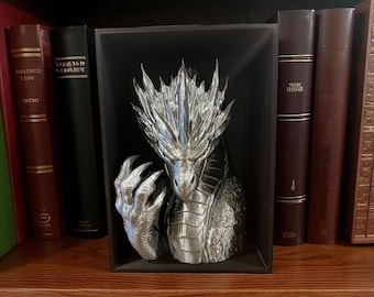 Frost Dragon Book Nook Fantasy Gift Library Decor