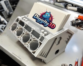 Engine Block Business Card Holder Car Enthusiast Desk Organizer Auto Repair Shop Gift Car Themed Decor Car Themed Engine Block Business Card