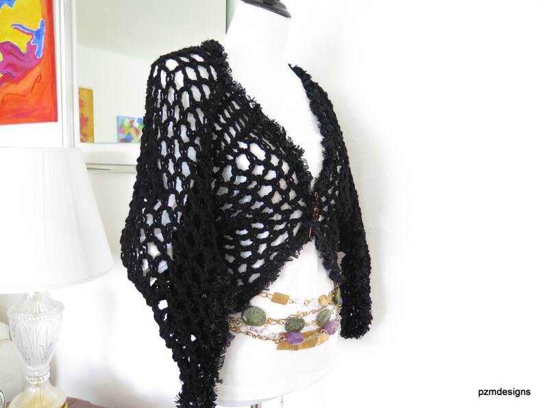 Black Fishnet Shrug crochet cocoon sweater shrug with shrug | Etsy