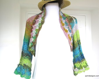Colorful Hand Knit Noro Silk Blend Shrug, Luxury Bolero Jacket, Gift for her